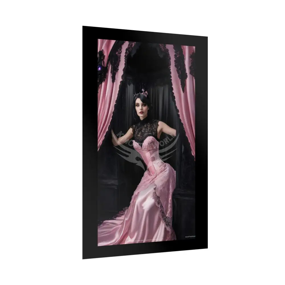 Satin Black & Pink Fashion Lady Poster Print Set Pcs — Luxury Iridescent Wall Art for Bedroom and Fashion Home or