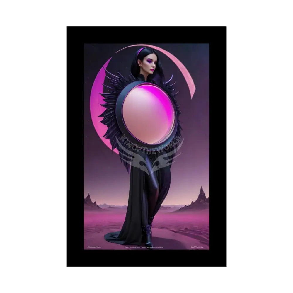 Satin Black & Pink Gothic Fashion and Surrealist Poster Print Set Pcs — Luxury Surreal Iridescent Wall Art for Bedroom