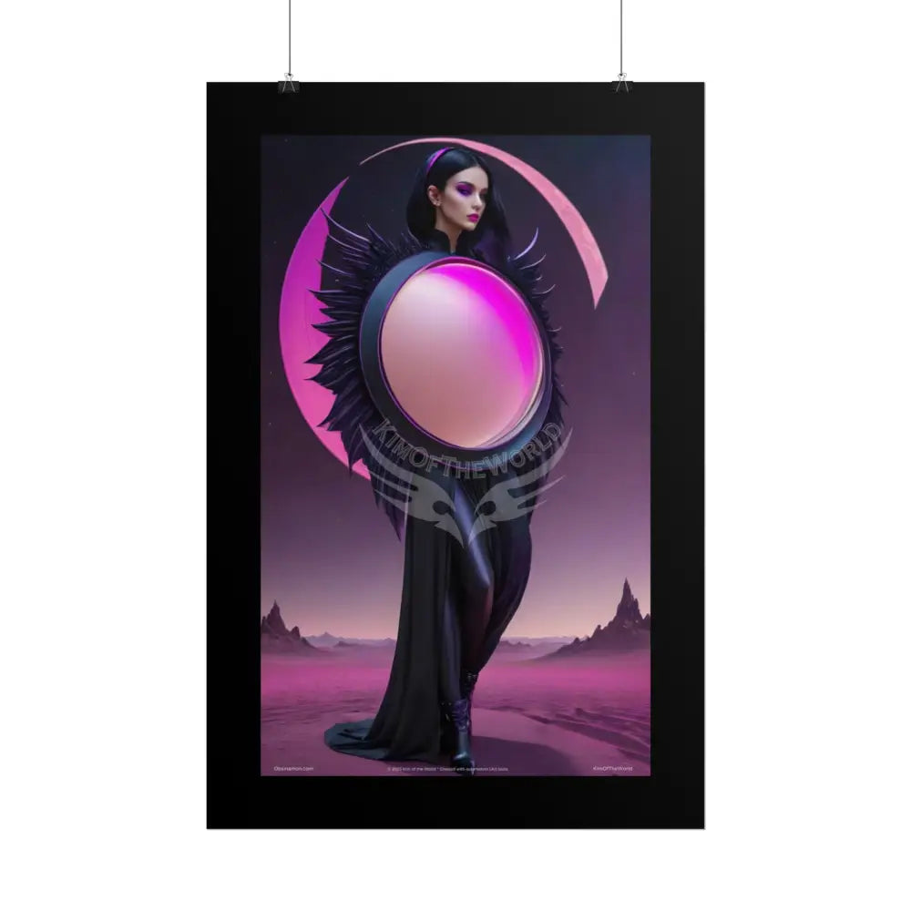 Satin Black & Pink Gothic Fashion and Surrealist Poster Print Set Pcs — Luxury Surreal Iridescent Wall Art for Bedroom