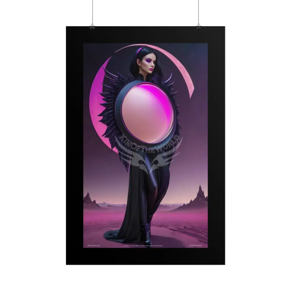 Satin Black & Pink Gothic Fashion and Surrealist Poster Print Set Pcs — Luxury Surreal Iridescent Wall Art for Bedroom