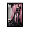 Satin Black & Pink Gothic Fashion Lady Poster Print Set Pcs — Luxury Iridescent Wall Art for Bedroom and Fashion Home