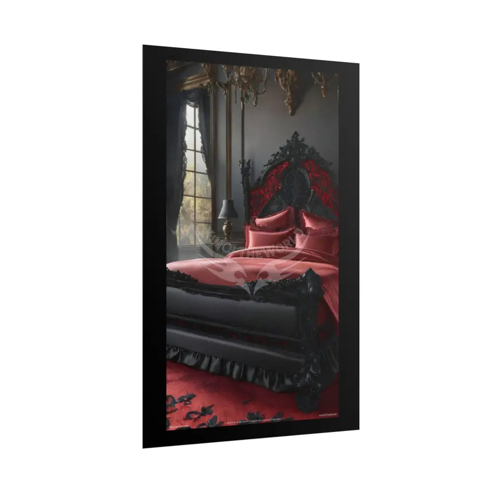 Satin Black & Red Fashion Bed Poster Print Set Pcs — Luxury Iridescent Wall Art for Bedroom and Fashion Home or Office