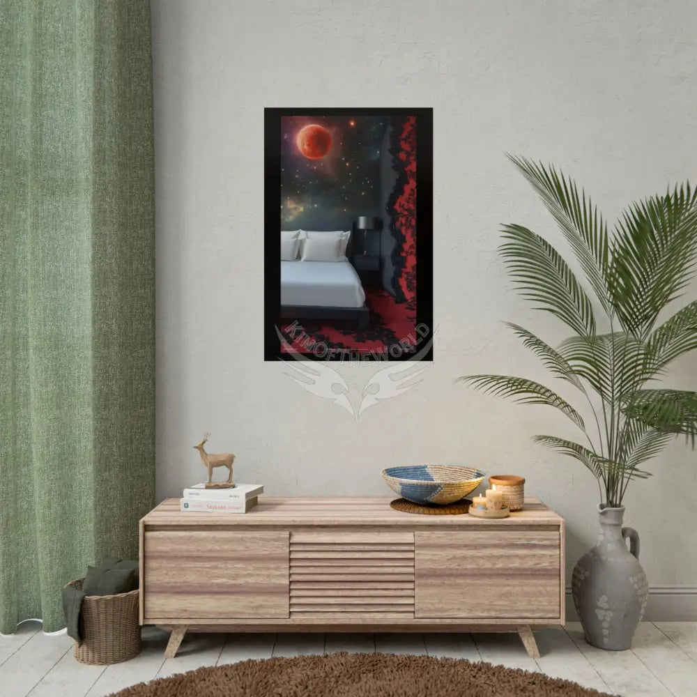 Satin Black & Red Fashion Bed Poster Print Set Pcs — Luxury Iridescent Wall Art for Bedroom and Fashion Home or Office