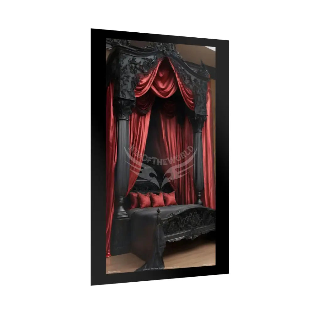 Satin Black & Red Fashion Bed Poster Print Set Pcs — Luxury Iridescent Wall Art for Bedroom and Fashion Home or Office