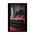 Satin Black & Red Fashion Bed Poster Print Set Pcs — Luxury Iridescent Wall Art for Bedroom and Fashion Home or Office