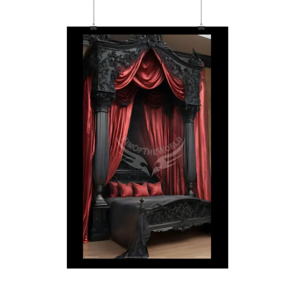 Satin Black & Red Fashion Bed Poster Print Set Pcs — Luxury Iridescent Wall Art for Bedroom and Fashion Home or Office