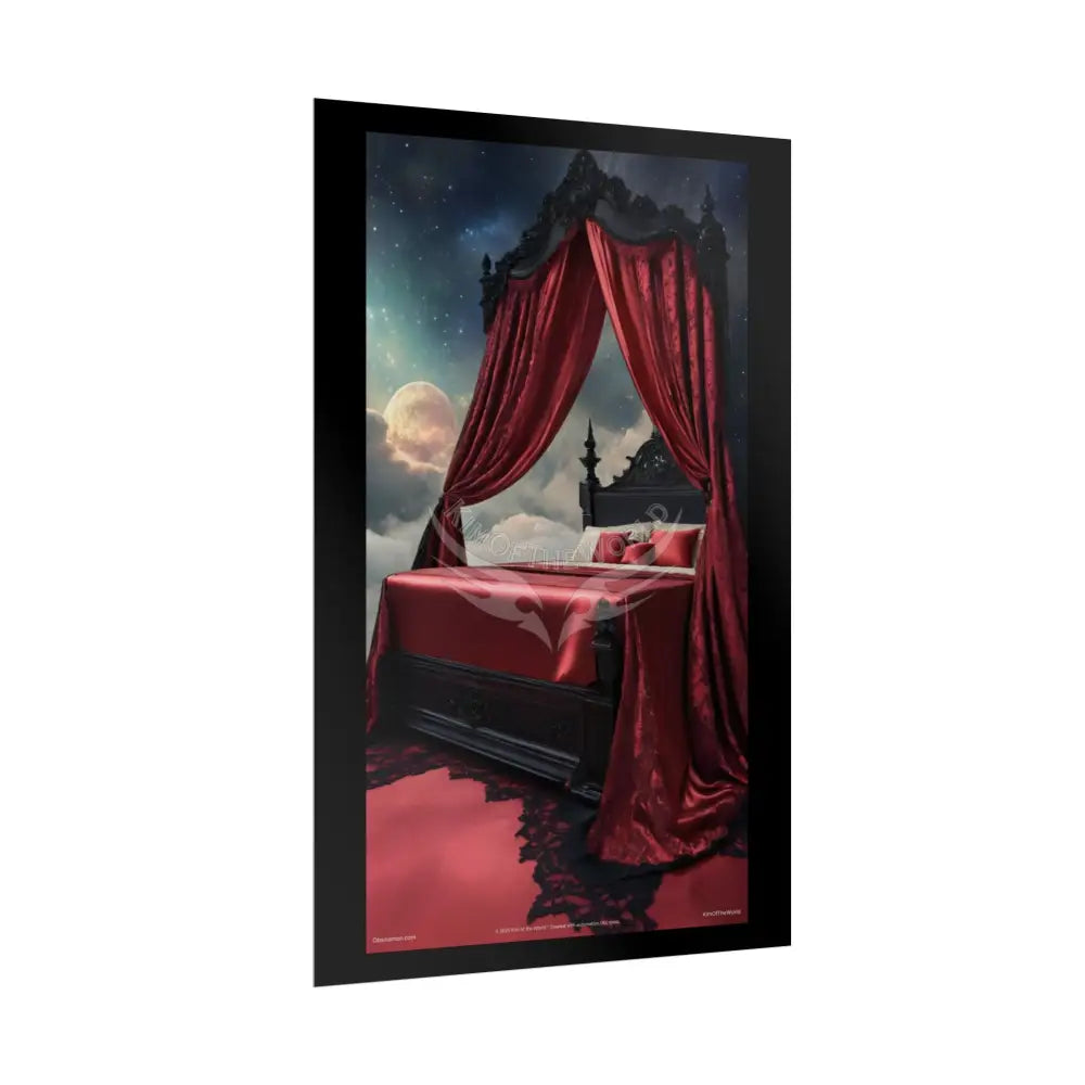 Satin Black & Red Fashion Bed Poster Print Set Pcs — Luxury Iridescent Wall Art for Bedroom and Fashion Home or Office