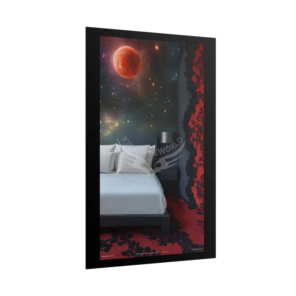 Satin Black & Red Fashion Bed Poster Print Set Pcs — Luxury Iridescent Wall Art for Bedroom and Fashion Home or Office