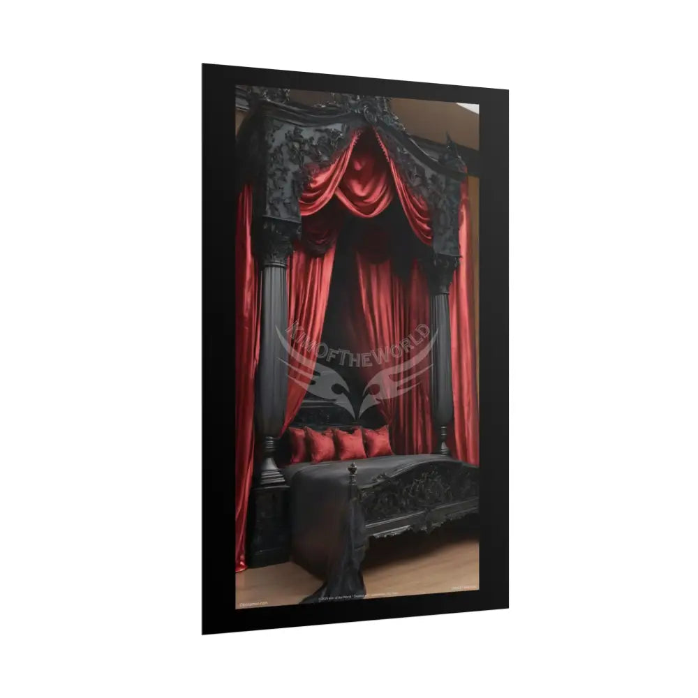 Satin Black & Red Fashion Bed Poster Print Set Pcs — Luxury Iridescent Wall Art for Bedroom and Fashion Home or Office