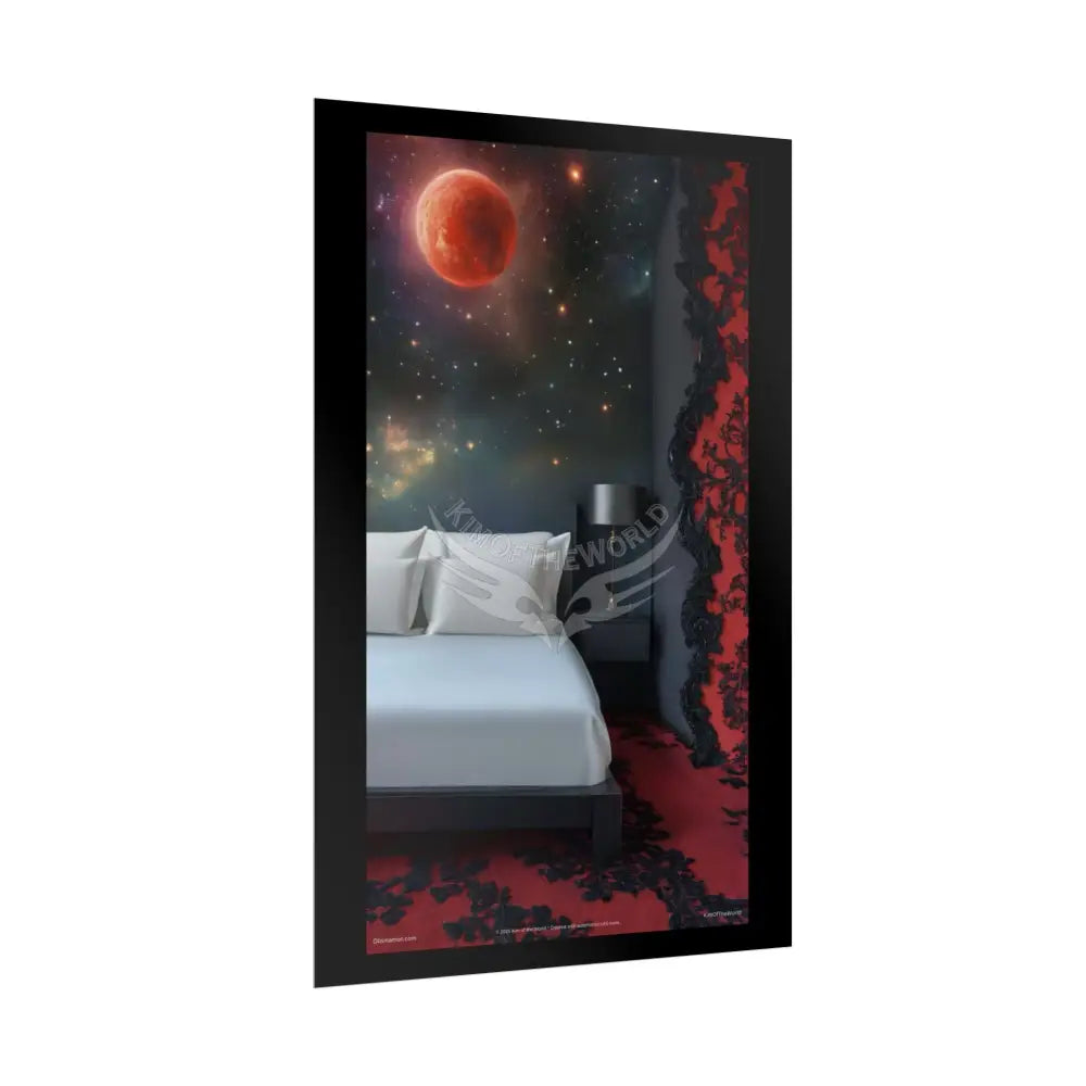 Satin Black & Red Fashion Bed Poster Print Set Pcs — Luxury Iridescent Wall Art for Bedroom and Fashion Home or Office