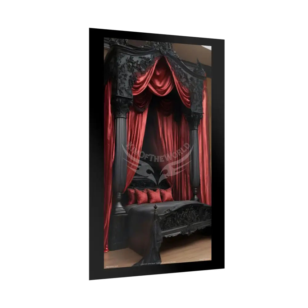 Satin Black & Red Fashion Bed Poster Print Set Pcs — Luxury Iridescent Wall Art for Bedroom and Fashion Home or Office