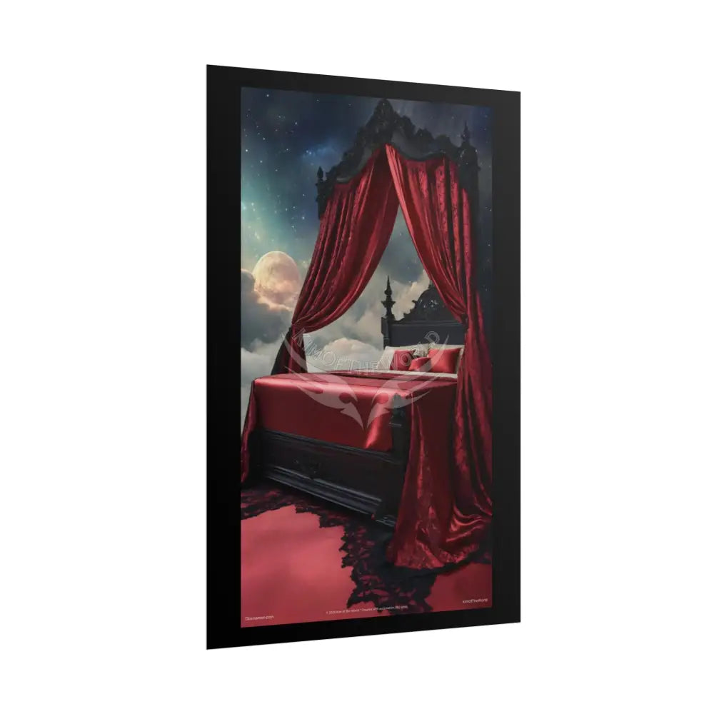 Satin Black & Red Fashion Bed Poster Print Set Pcs — Luxury Iridescent Wall Art for Bedroom and Fashion Home or Office