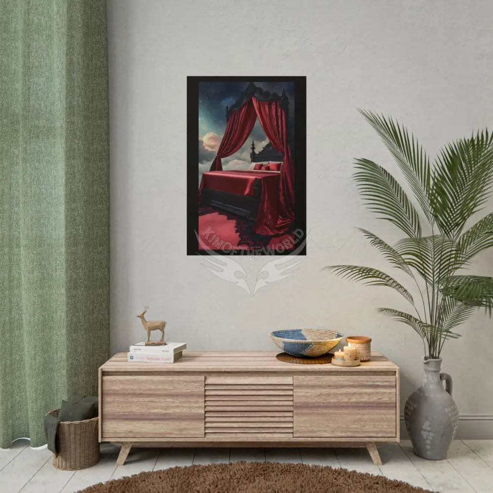 Satin Black & Red Fashion Bed Poster Print Set Pcs — Luxury Iridescent Wall Art for Bedroom and Fashion Home or Office