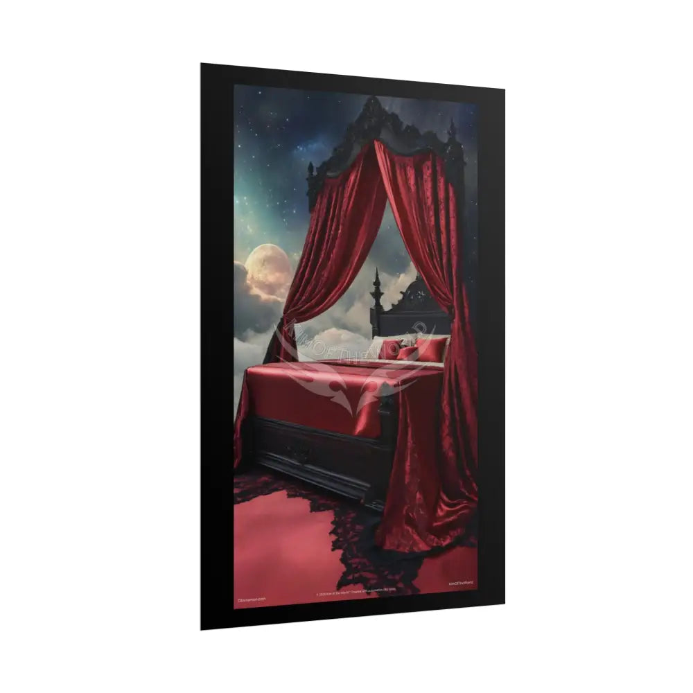 Satin Black & Red Fashion Bed Poster Print Set Pcs — Luxury Iridescent Wall Art for Bedroom and Fashion Home or Office