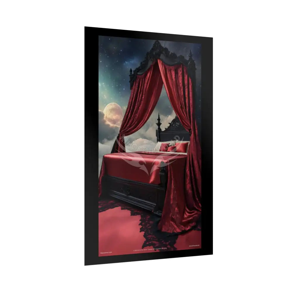 Satin Black & Red Fashion Bed Poster Print Set Pcs — Luxury Iridescent Wall Art for Bedroom and Fashion Home or Office