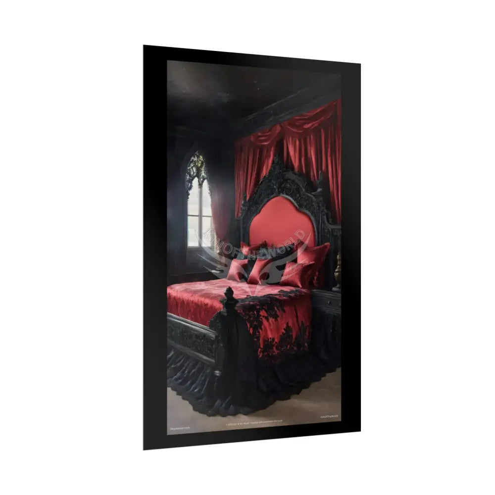 Satin Black & Red Fashion Bed Poster Print Set Pcs — Luxury Iridescent Wall Art for Bedroom and Fashion Home or Office