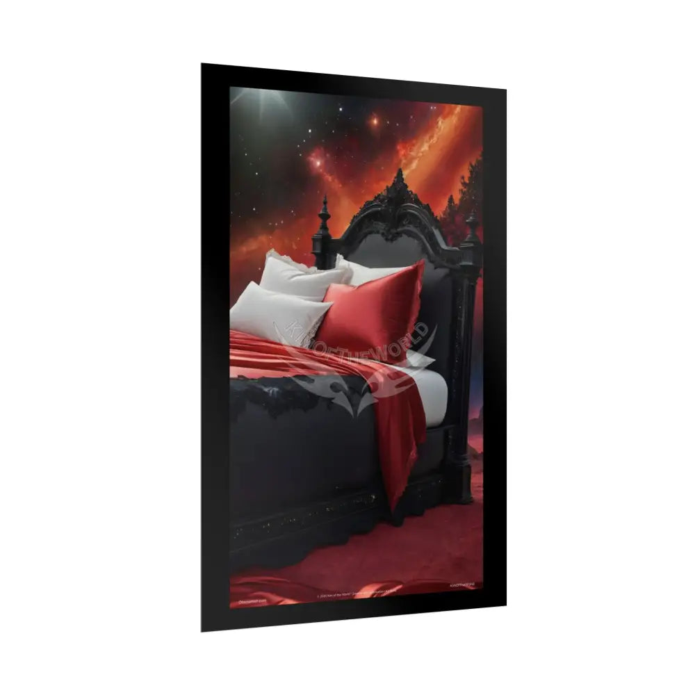 Satin Black & Red Fashion Bed Poster Print Set Pcs — Luxury Iridescent Wall Art for Bedroom and Fashion Home or Office