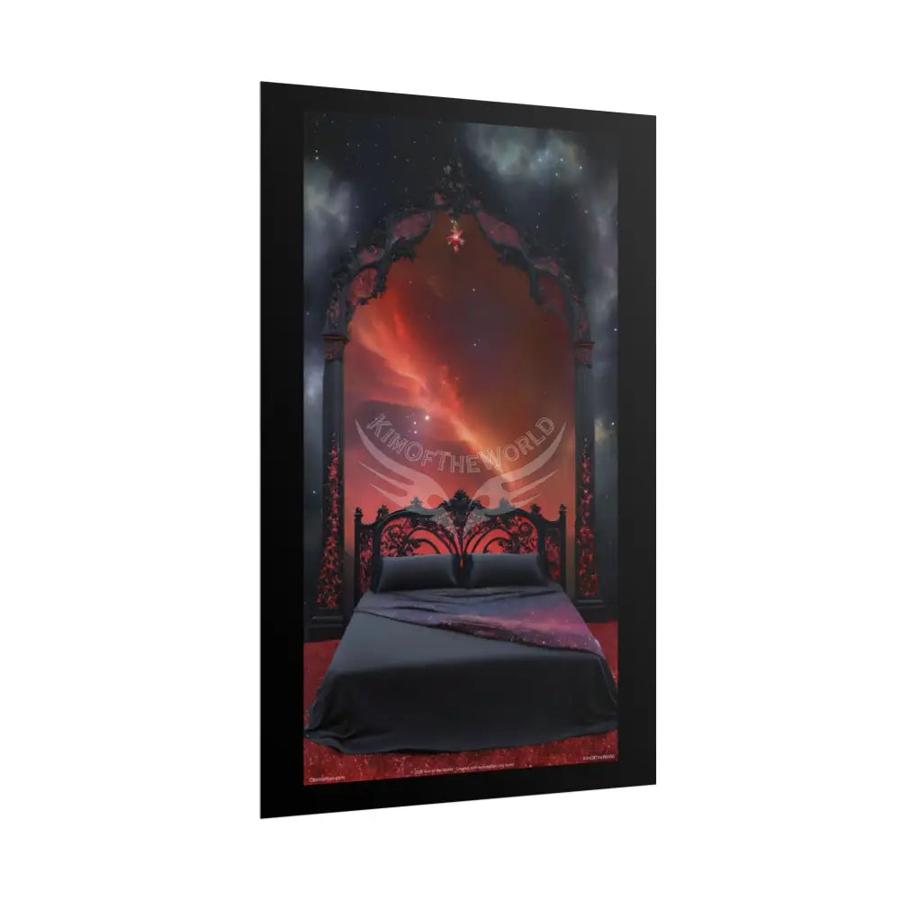 Satin Black & Red Fashion Bed Poster Print Set Pcs — Luxury Iridescent Wall Art for Bedroom and Fashion Home or Office