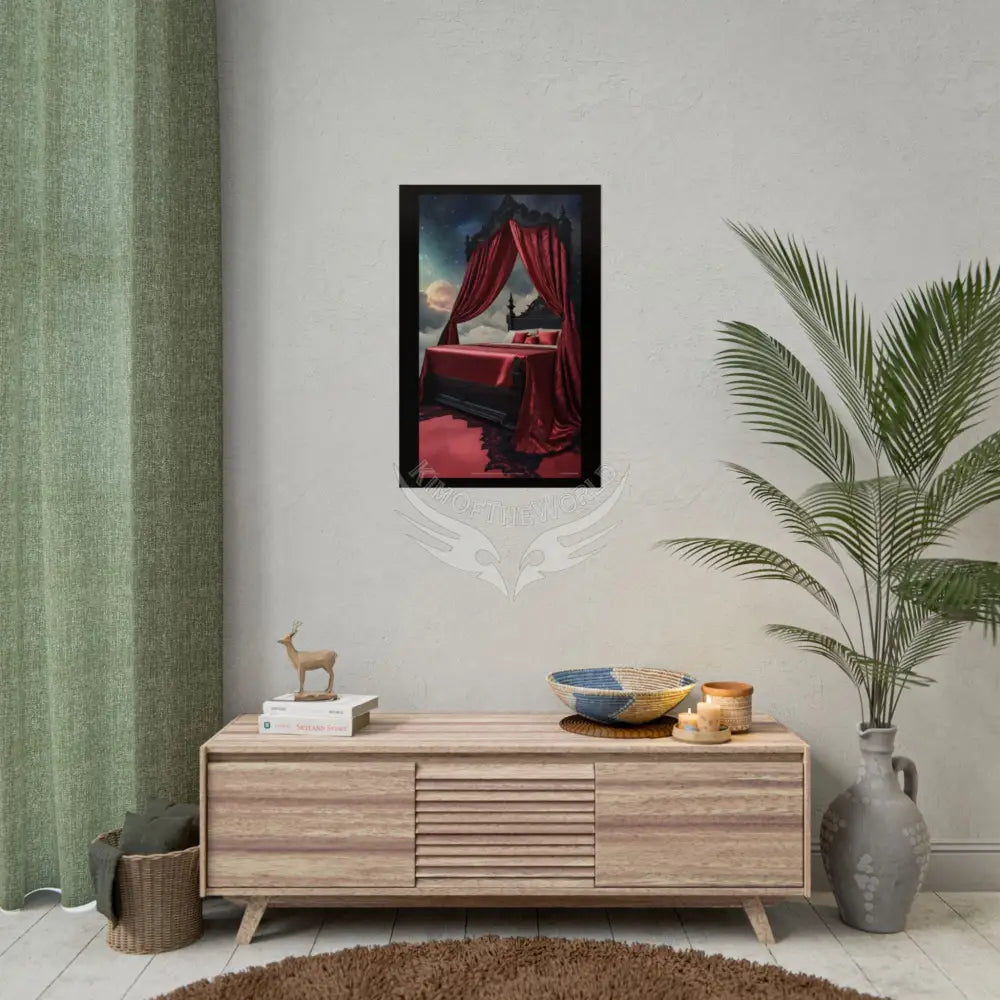 Satin Black & Red Fashion Bed Poster Print Set Pcs — Luxury Iridescent Wall Art for Bedroom and Fashion Home or Office