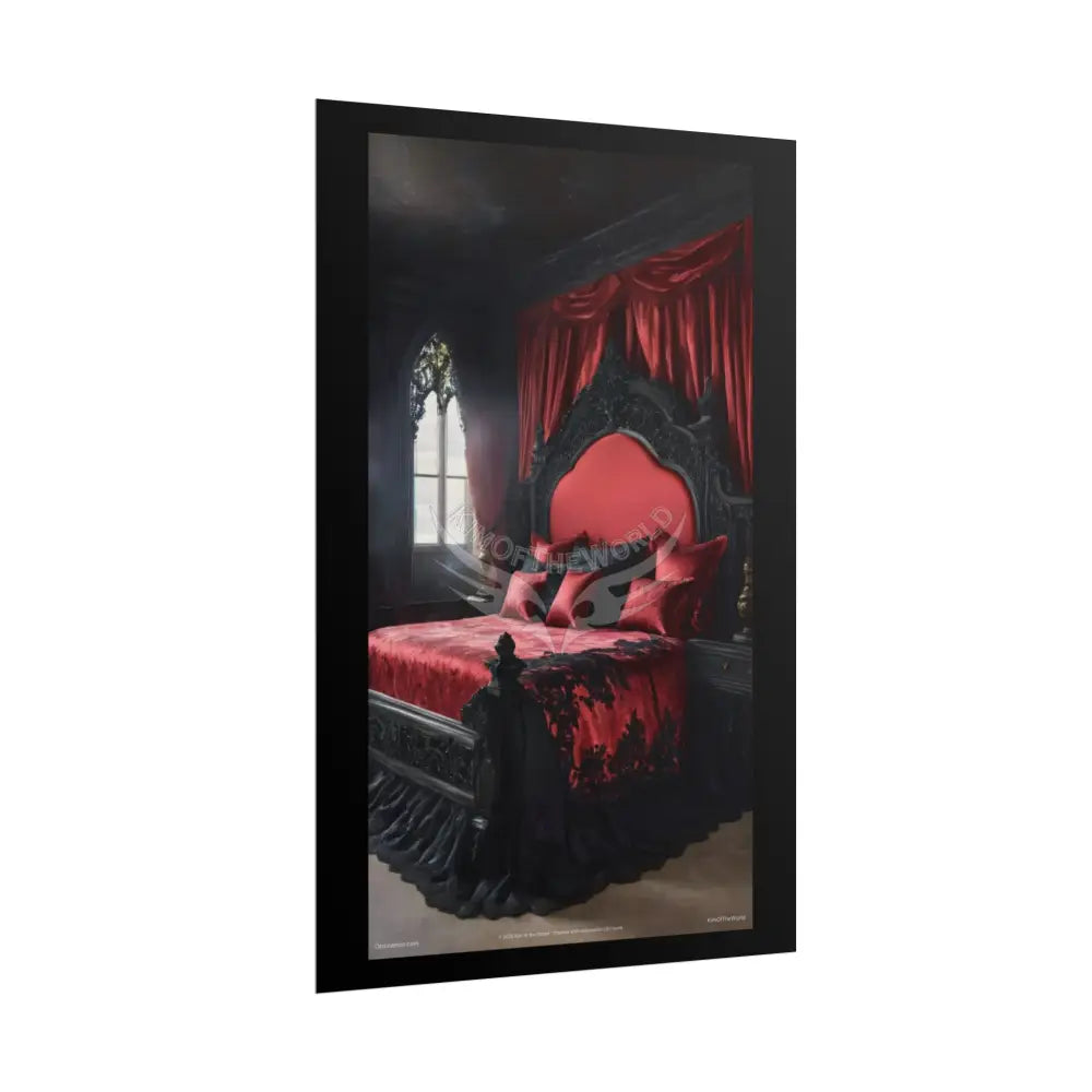 Satin Black & Red Fashion Bed Poster Print Set Pcs — Luxury Iridescent Wall Art for Bedroom and Fashion Home or Office