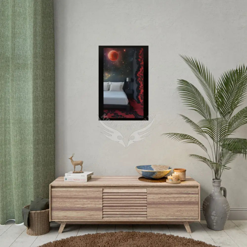 Satin Black & Red Fashion Bed Poster Print Set Pcs — Luxury Iridescent Wall Art for Bedroom and Fashion Home or Office