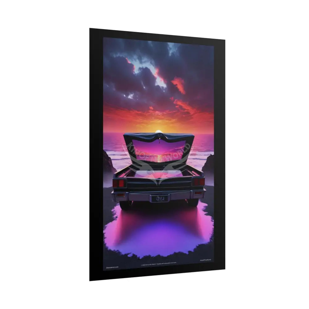 Satin Black & Red Fashion Fantasy Beach Bed Poster Print Set Pcs — Luxury Iridescent Wall Art for Bedroom and Fashion