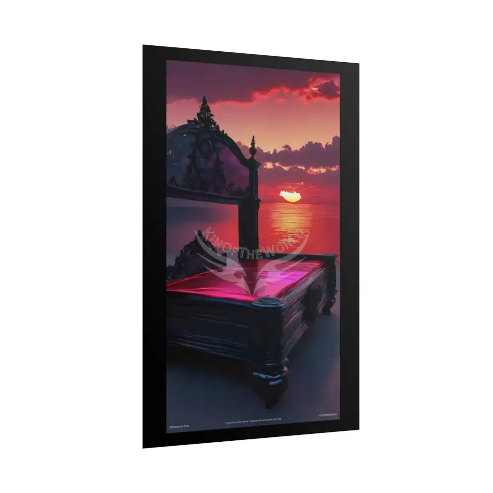 Satin Black & Red Fashion Fantasy Beach Bed Poster Print Set Pcs — Luxury Iridescent Wall Art for Bedroom and Fashion