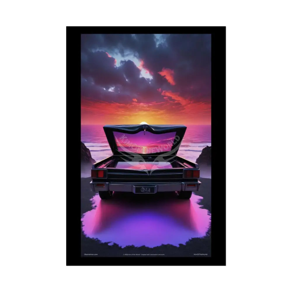 Satin Black & Red Fashion Fantasy Beach Bed Poster Print Set Pcs — Luxury Iridescent Wall Art for Bedroom and Fashion