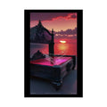 Satin Black & Red Fashion Fantasy Beach Bed Poster Print Set Pcs — Luxury Iridescent Wall Art for Bedroom and Fashion