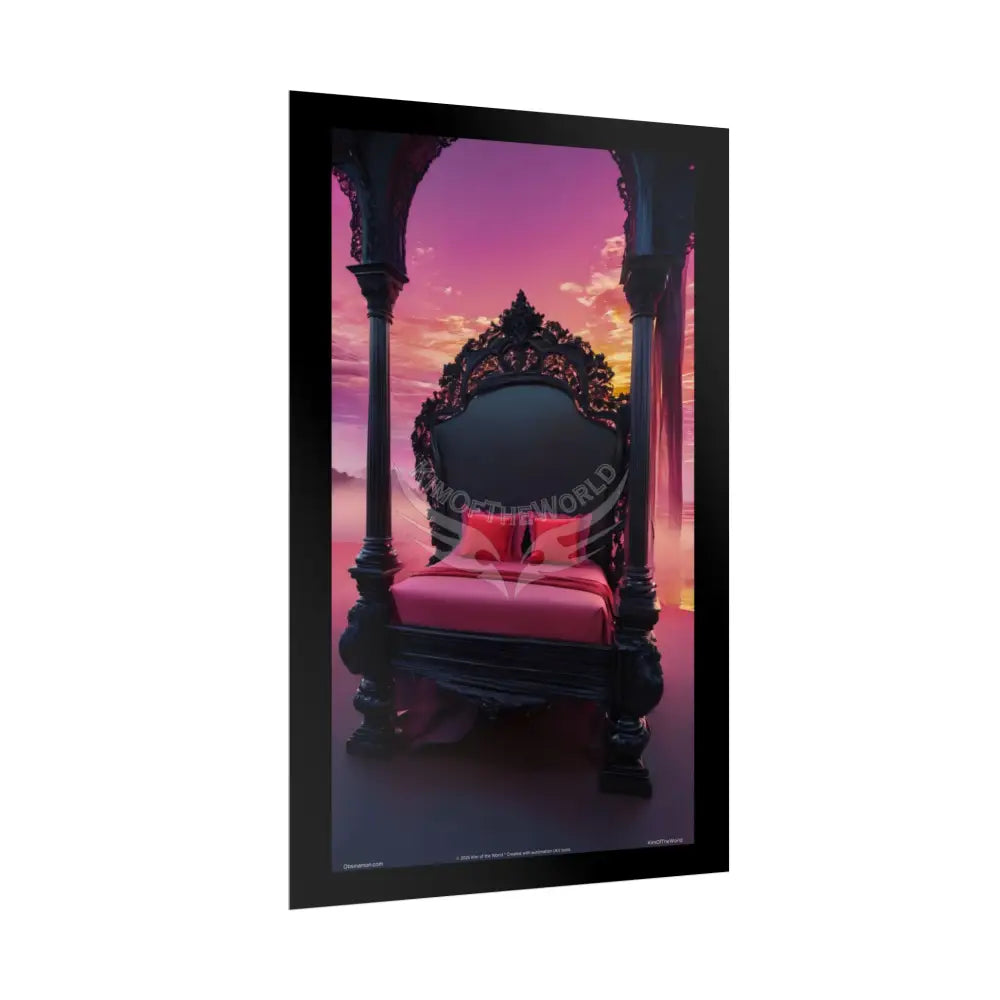 Satin Black & Red Fashion Fantasy Beach Bed Poster Print Set Pcs — Luxury Iridescent Wall Art for Bedroom and Fashion