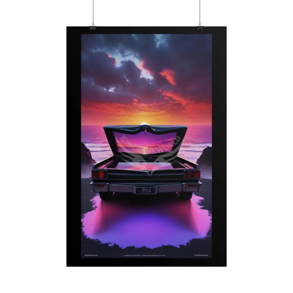 Satin Black & Red Fashion Fantasy Beach Bed Poster Print Set Pcs — Luxury Iridescent Wall Art for Bedroom and Fashion