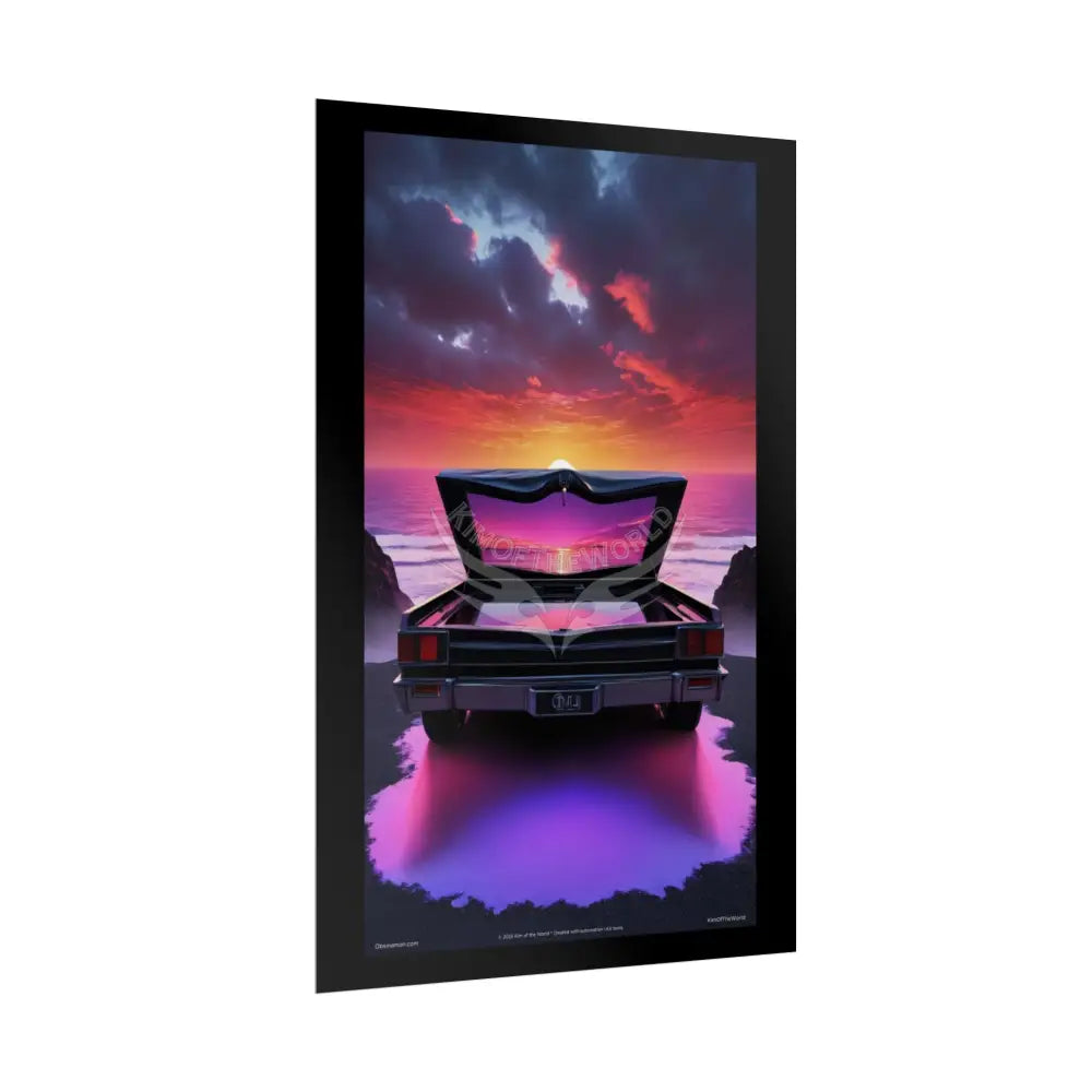 Satin Black & Red Fashion Fantasy Beach Bed Poster Print Set Pcs — Luxury Iridescent Wall Art for Bedroom and Fashion