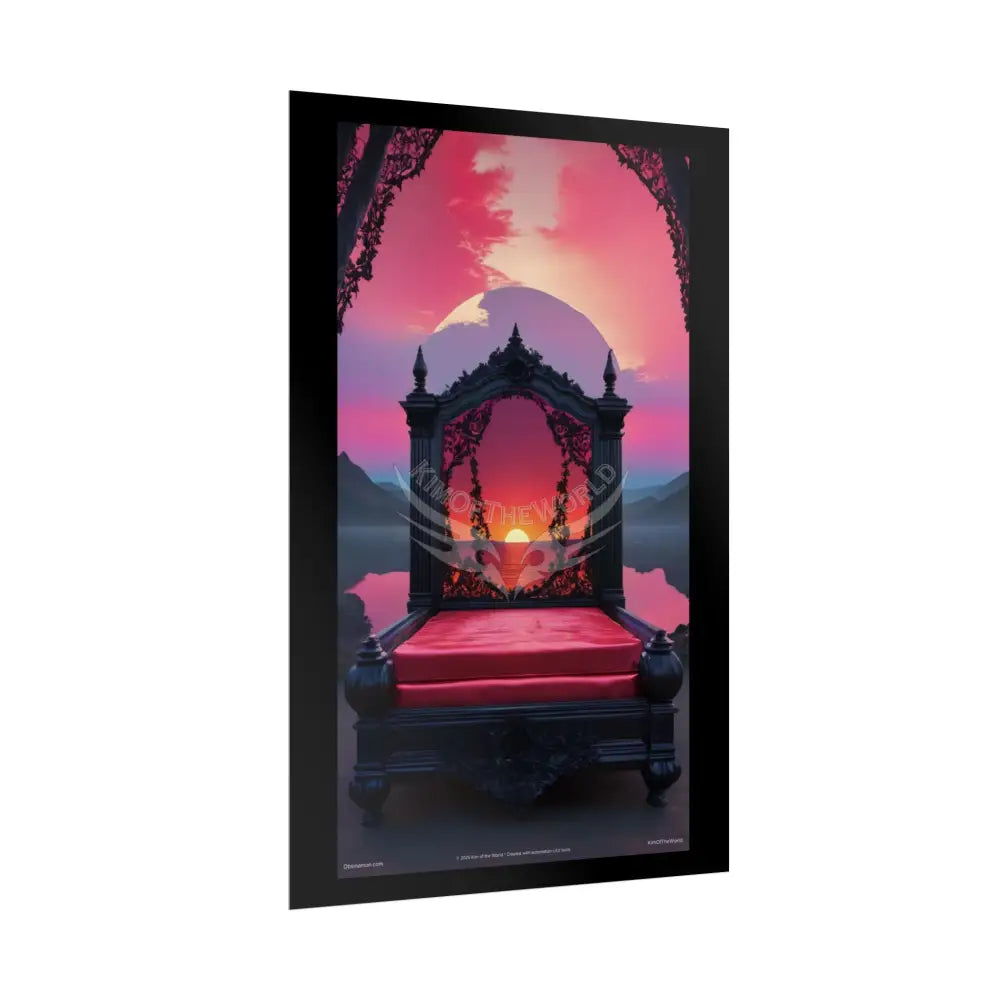 Satin Black & Red Fashion Fantasy Beach Sunset Bed Poster Print Set Pcs — Luxury Iridescent Wall Art for Bedroom and