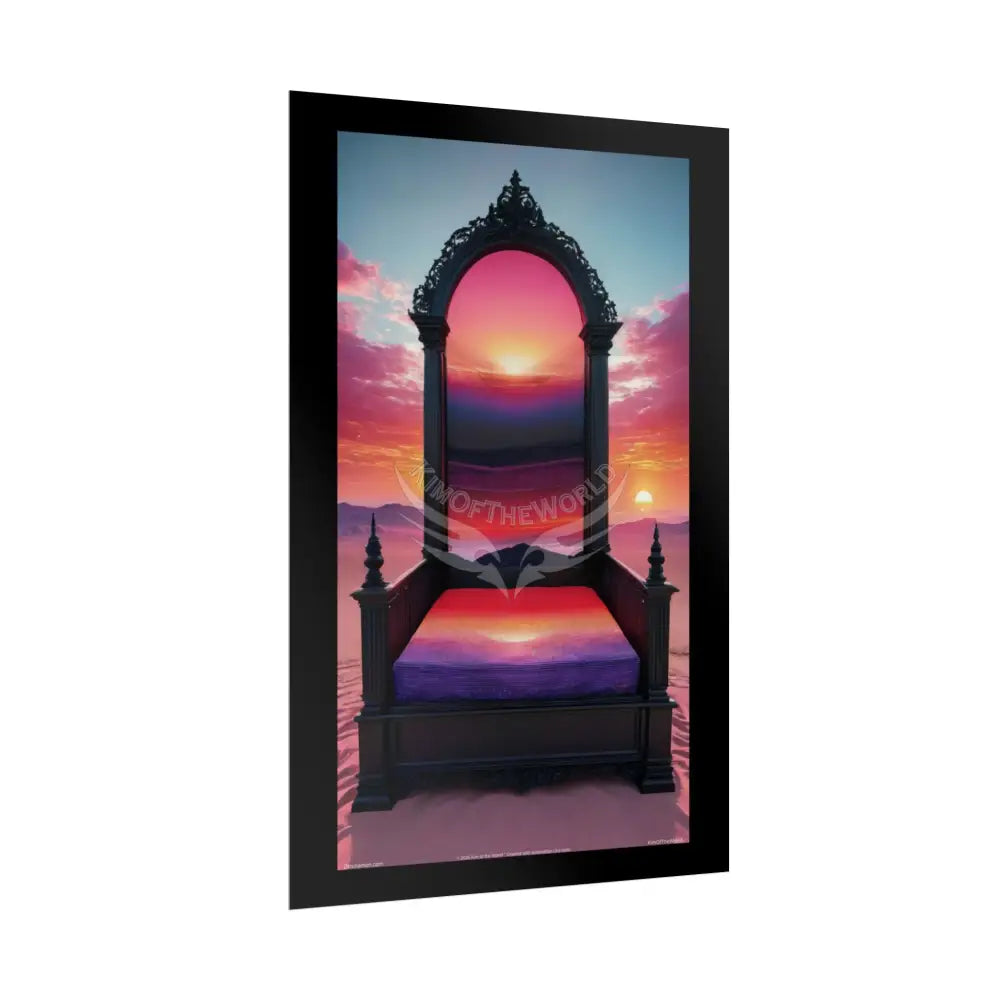 Satin Black & Red Fashion Fantasy Beach Sunset Bed Poster Print Set Pcs — Luxury Iridescent Wall Art for Bedroom and