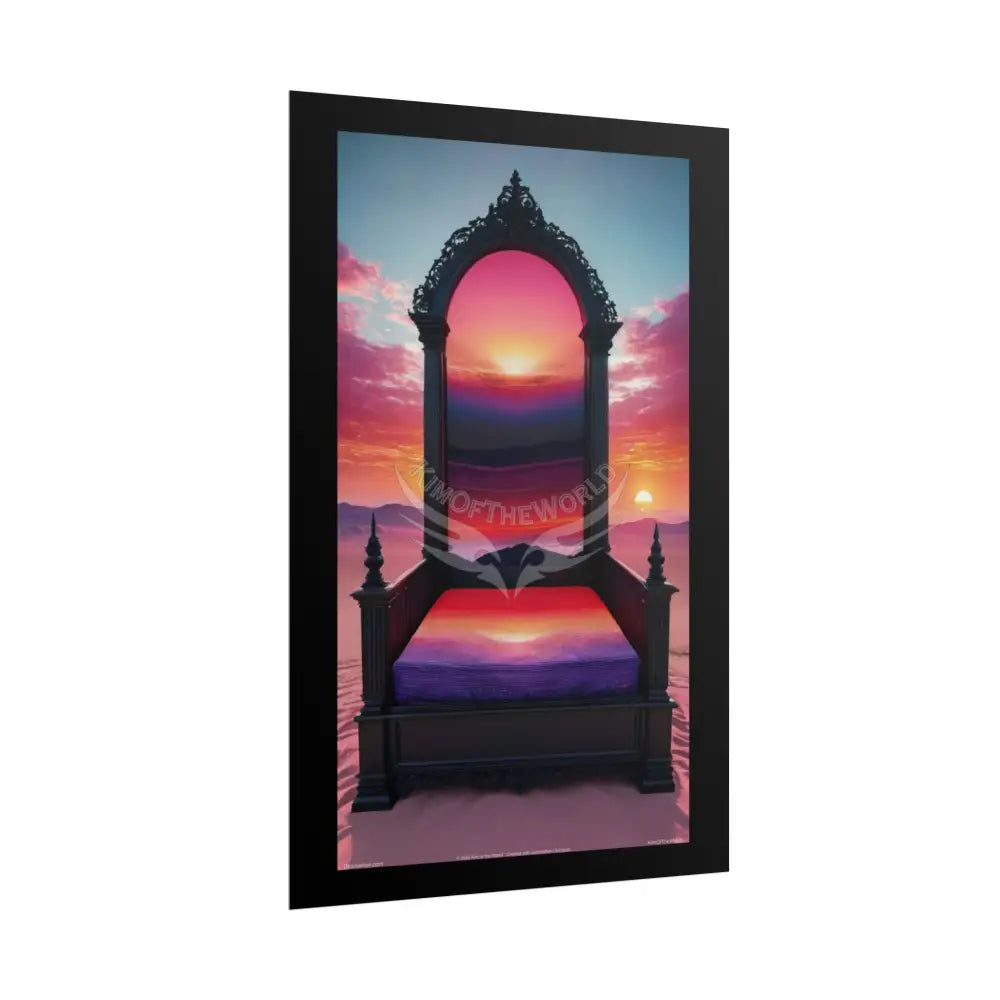 Satin Black & Red Fashion Fantasy Beach Sunset Bed Poster Print Set Pcs — Luxury Iridescent Wall Art for Bedroom and