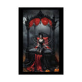Satin Black & Red Fashion Fantasy Gothic Goth Girl Bed Poster Print Set Pcs — Luxury Iridescent Wall Art for Bedroom