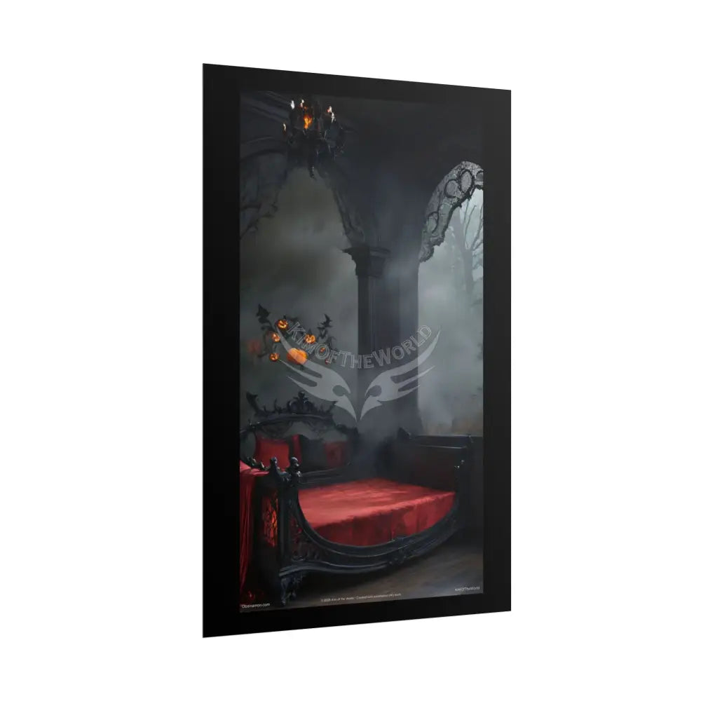 Satin Black & Red Fashion Fantasy Gothic Goth Girl Halloween Bed Poster Print Set Pcs — Luxury Iridescent Wall Art for