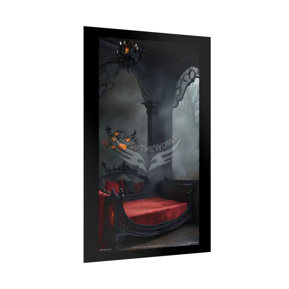 Satin Black & Red Fashion Fantasy Gothic Goth Girl Halloween Bed Poster Print Set Pcs — Luxury Iridescent Wall Art for