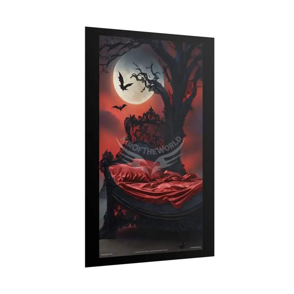 Satin Black & Red Fashion Fantasy Gothic Goth Girl Halloween Bed Poster Print Set Pcs — Luxury Iridescent Wall Art for