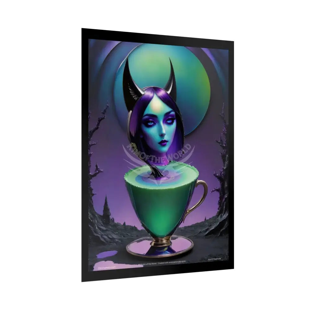 Satin Gothic Lady Witch Goddess Surreal Lady Deep Purple Blue & Green Teal Fashion Iridescent - Framable Wall Art for