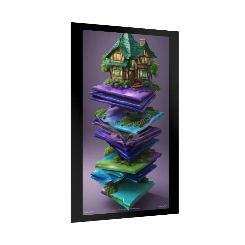 Satin Ruffle Peacock-Inspired Color Combo Blue Purple Green Art Poster — Rolled Wall Art Poster
