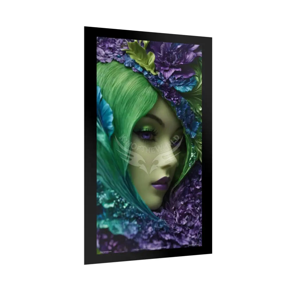 Satin Ruffle Peacock-Inspired Color Combo Blue Purple Green Art Poster — Rolled Wall Art Poster