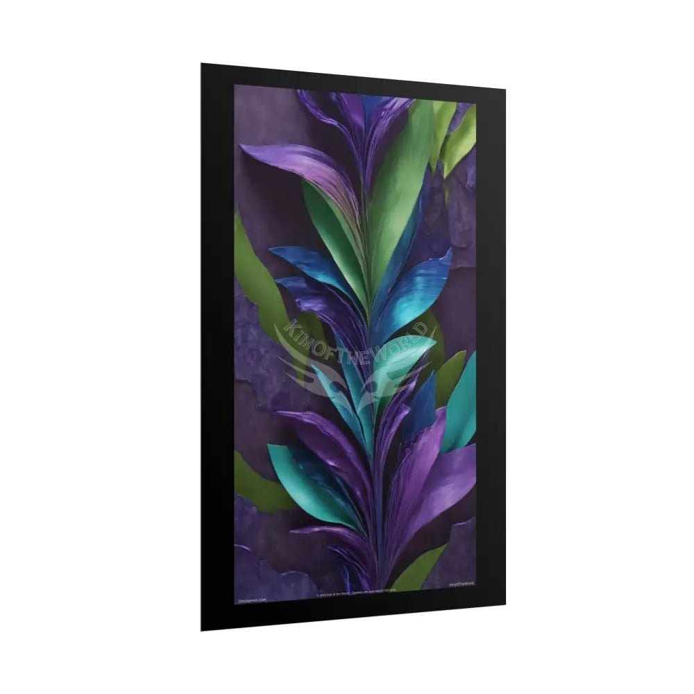 Satin Ruffle Peacock-Inspired Color Combo Blue Purple Green Art Poster — Rolled Wall Art Poster