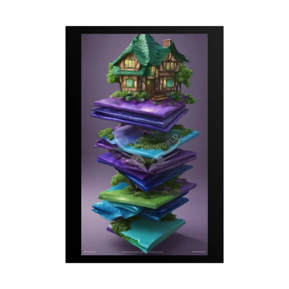 Satin Ruffle Peacock-Inspired Color Combo Blue Purple Green Art Poster — Rolled Wall Art 24’’ x 36’’ (Vertical) / Matte