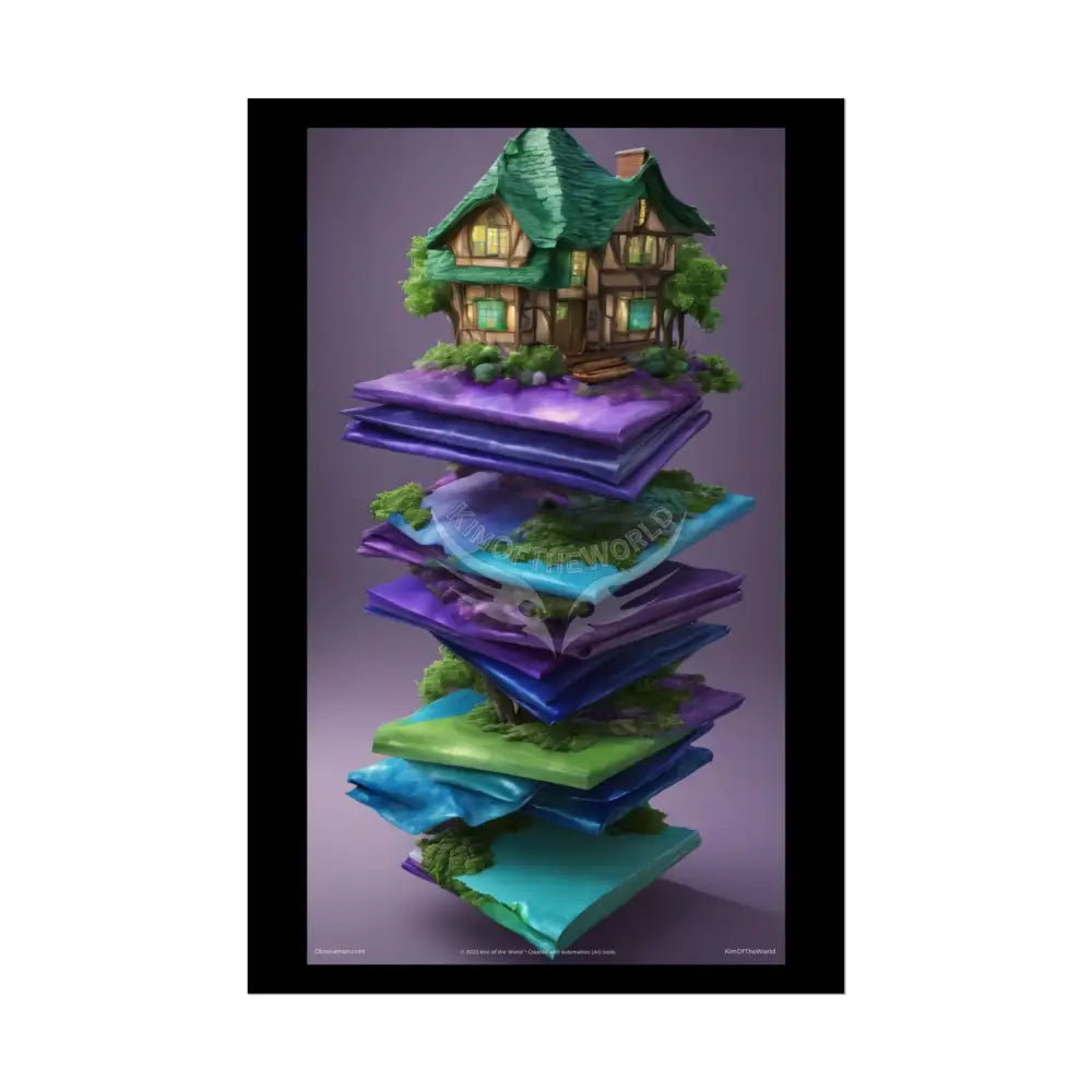 Satin Ruffle Peacock-Inspired Color Combo Blue Purple Green Art Poster — Rolled Wall Art 24’’ x 36’’ (Vertical) / Semi