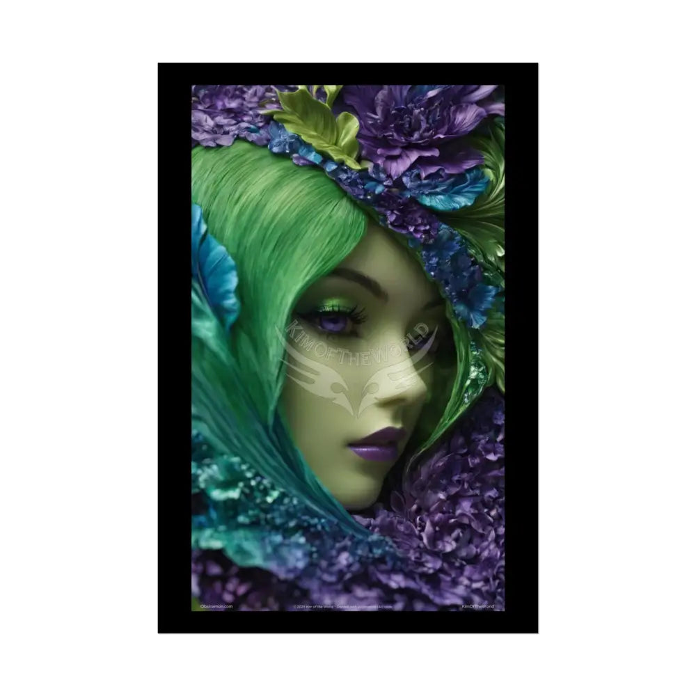 Satin Ruffle Peacock-Inspired Color Combo Blue Purple Green Art Poster — Rolled Wall Art 24’’ x 36’’ (Vertical) / Semi