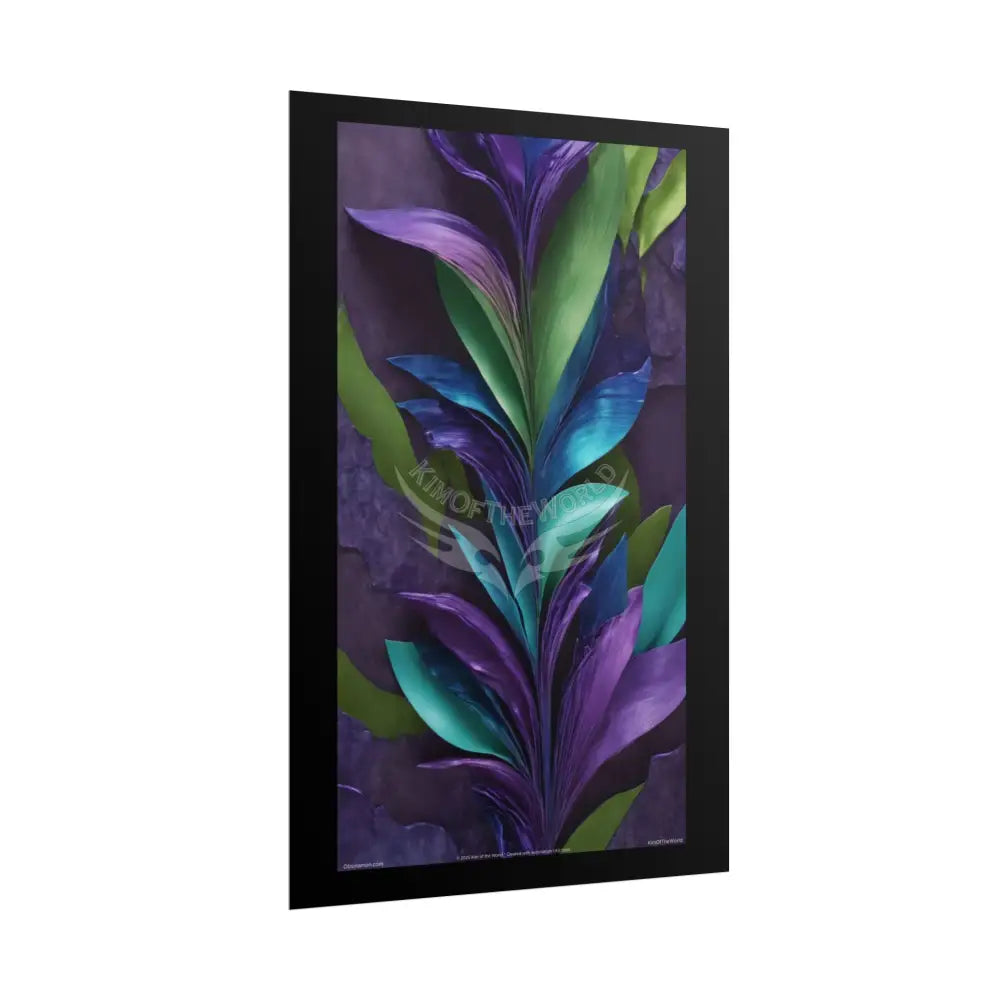 Satin Ruffle Peacock-Inspired Color Combo Blue Purple Green Art Poster — Rolled Wall Art Poster