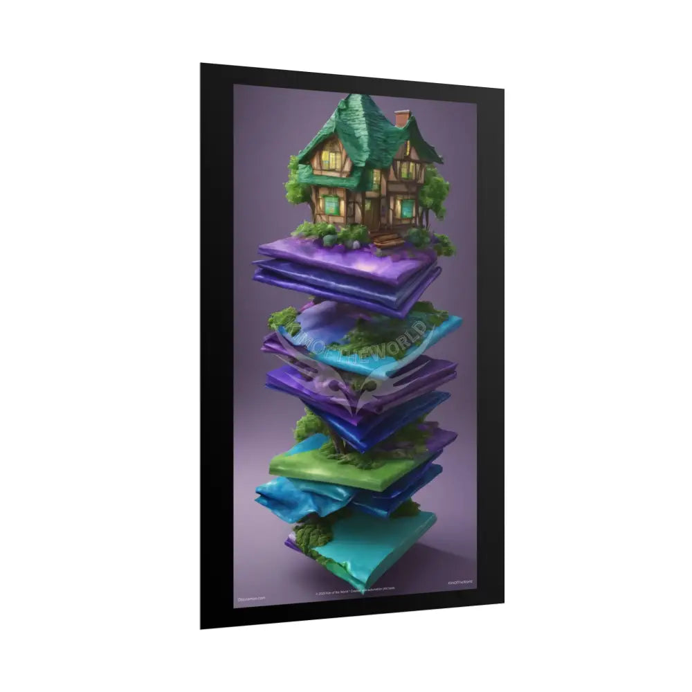Satin Ruffle Peacock-Inspired Color Combo Blue Purple Green Art Poster — Rolled Wall Art Poster