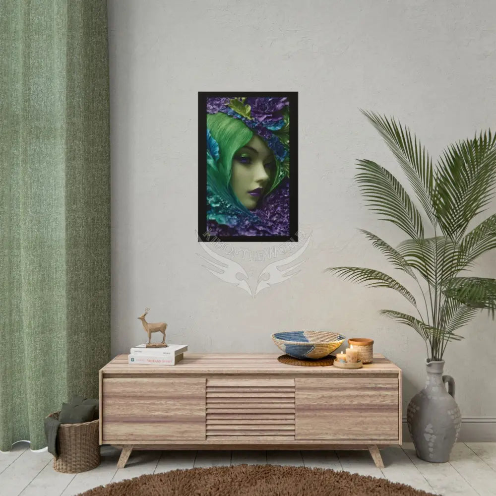Satin Ruffle Peacock-Inspired Color Combo Blue Purple Green Art Poster — Rolled Wall Art Poster