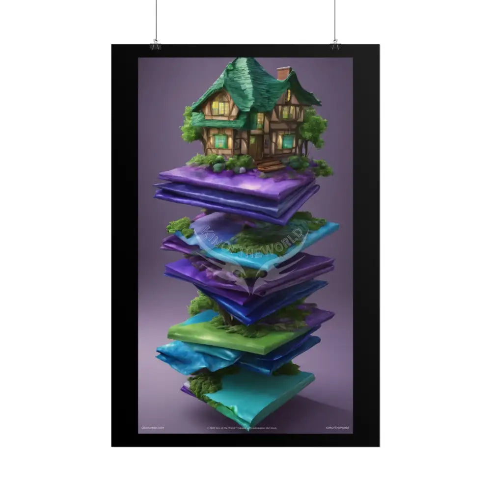 Satin Ruffle Peacock-Inspired Color Combo Blue Purple Green Art Poster — Rolled Wall Art Poster